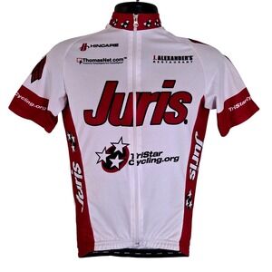 Hincapie Cycling Jersey Full Zip Short Sleeve Team Juris White‎ Red Mens Small